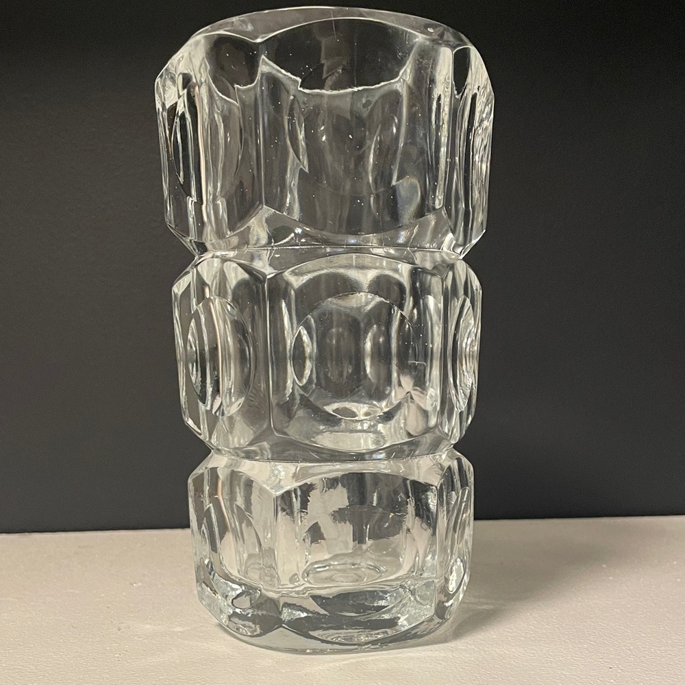 Elements Crystal cubist style vase or candle holder made in the Czech Republic